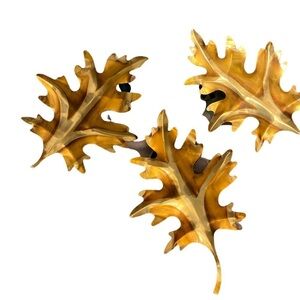 MCM vintage tin leaf wall hangings lightweight set of 3  #17